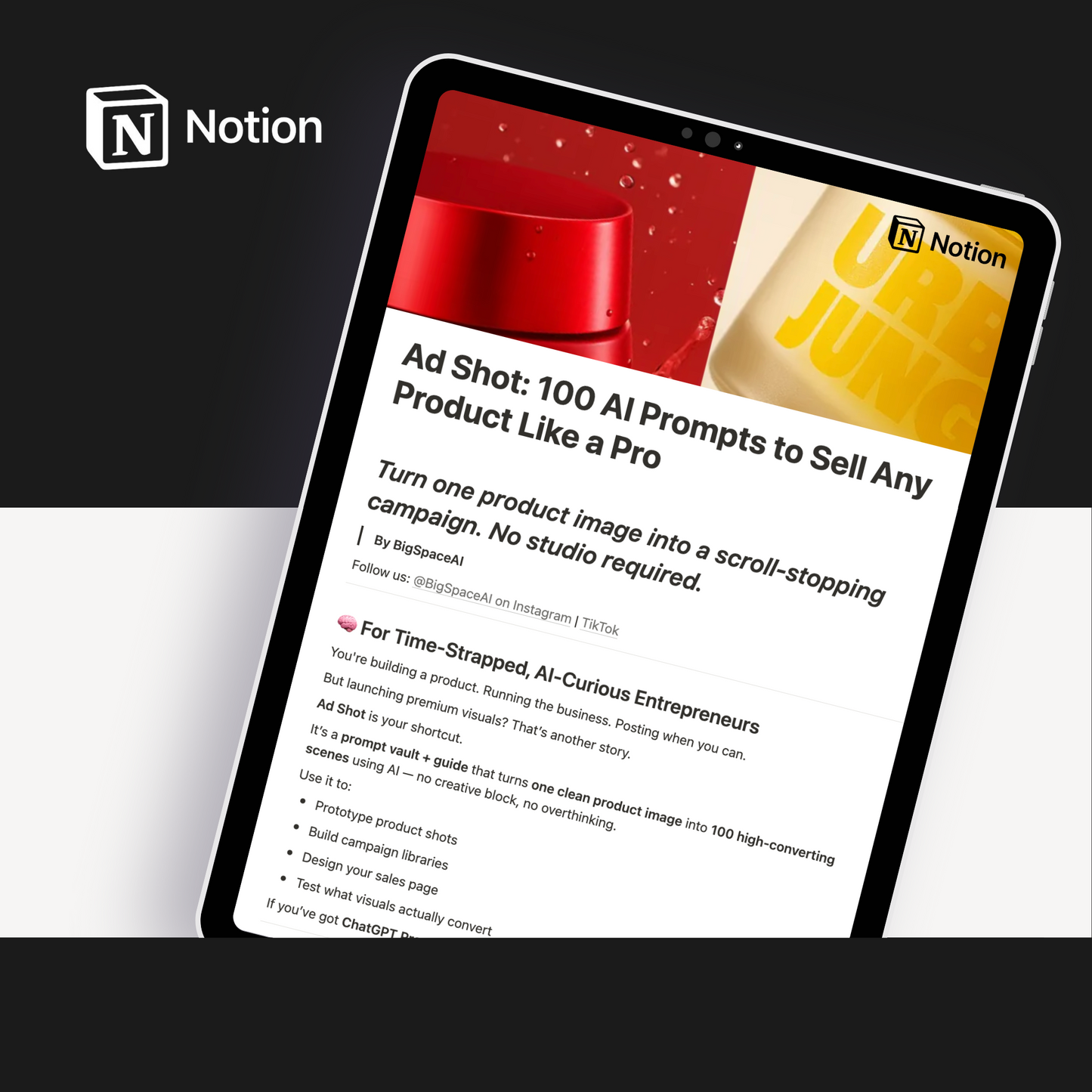 Ad Shot: 100 AI Prompts to Sell Any Product Like a Pro